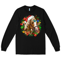 Black horse christmas wreath Long Sleeve Tee - CowGirlArtShop