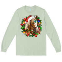 Matcha horse christmas wreath Long Sleeve Tee - CowGirlArtShop