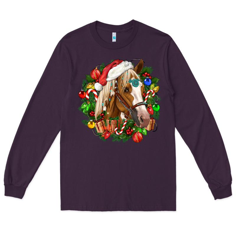Horse Christmas Wreath Long Sleeve Tee by CowGirlArtShop | Teevron