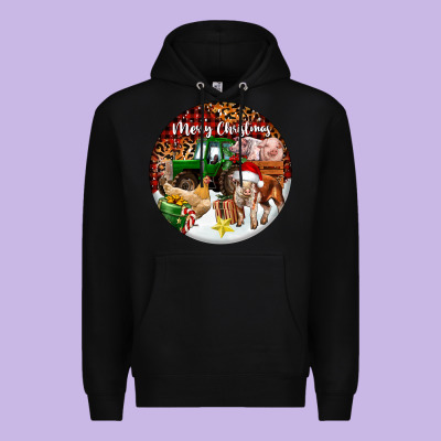 Merry Christmas Farm Animals Premium Hoodie Designed By Fadigitalartstudio