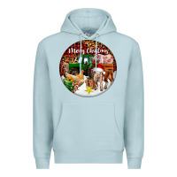 Blue Mist Merry Christmas Farm Animals Premium Hoodie - FaDigitalArtStudio