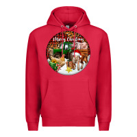 Cardinal Merry Christmas Farm Animals Premium Hoodie - FaDigitalArtStudio