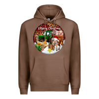Chestnut Merry Christmas Farm Animals Premium Hoodie - FaDigitalArtStudio