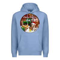 Colony Blue Merry Christmas Farm Animals Premium Hoodie - FaDigitalArtStudio