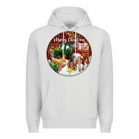 Dove Grey Merry Christmas Farm Animals Premium Hoodie - FaDigitalArtStudio