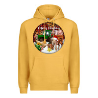 Mustard Merry Christmas Farm Animals Premium Hoodie - FaDigitalArtStudio