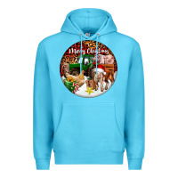 Ocean Blue Merry Christmas Farm Animals Premium Hoodie - FaDigitalArtStudio