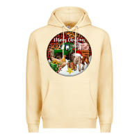 Pina Colada Merry Christmas Farm Animals Premium Hoodie - FaDigitalArtStudio