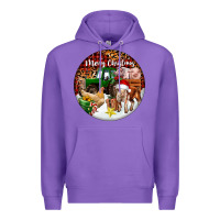 Purple Merry Christmas Farm Animals Premium Hoodie - FaDigitalArtStudio