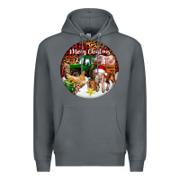 Rock Merry Christmas Farm Animals Premium Hoodie - FaDigitalArtStudio