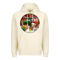 Sandshell Merry Christmas Farm Animals Premium Hoodie - FaDigitalArtStudio