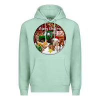 Seafoam Merry Christmas Farm Animals Premium Hoodie - FaDigitalArtStudio