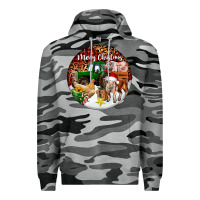 Slate Camo Merry Christmas Farm Animals Premium Hoodie - FaDigitalArtStudio