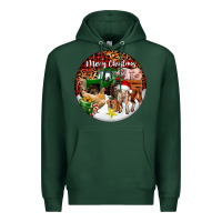 Sports Green Merry Christmas Farm Animals Premium Hoodie - FaDigitalArtStudio