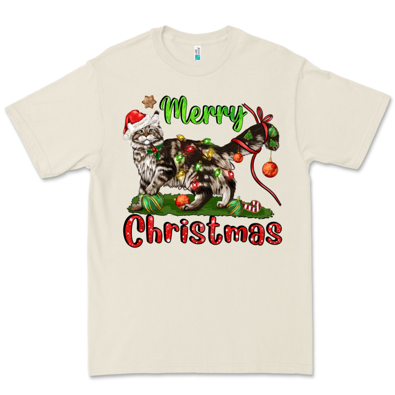 Maine Coon Cat Merry Christmas Premium Tee by LillyAllenDesigns | Teevron