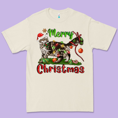 Maine Coon Cat Merry Christmas Premium Tee Designed By Lillyallendesigns
