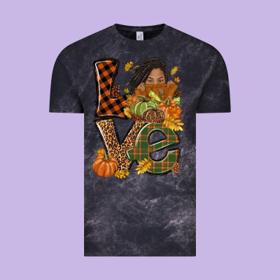 Love Fall With Afro Woman Vintage Tee Designed By Nancycooperartshop