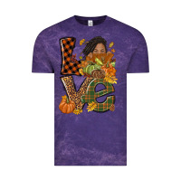 Cloud Purple Love Fall with afro woman Vintage Tee - NancyCooperArtShop