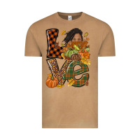 Vintage Camel Love Fall with afro woman Vintage Tee - NancyCooperArtShop