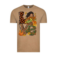 Vintage Coffee Love Fall with afro woman Vintage Tee - NancyCooperArtShop