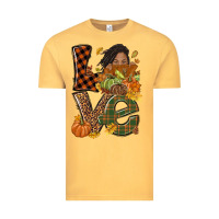 Vintage Mustard Love Fall with afro woman Vintage Tee - NancyCooperArtShop