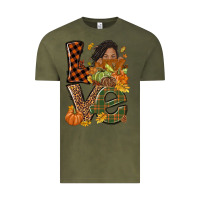 Vintage Olive Love Fall with afro woman Vintage Tee - NancyCooperArtShop