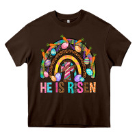 Chocolate Brown He Is Risen Rainbow Heavy Core Tee - BundleAndBundleShop