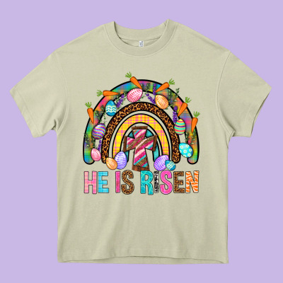 He Is Risen Rainbow Heavy Core Tee Designed By Bundleandbundleshop