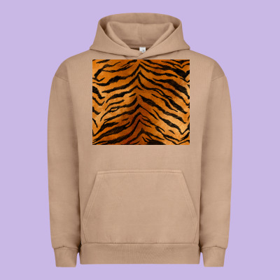 Handdrawn Tiger Pattern Urban Hoodie Designed By Barkaloodesign