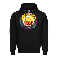 Black Hello Summer Zipper Hoodie - CowhideDigitalArt