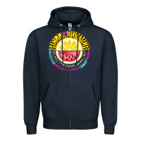 Navy Hello Summer Zipper Hoodie - CowhideDigitalArt