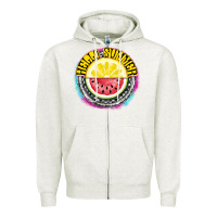 Oatmeal Heather Hello Summer Zipper Hoodie - CowhideDigitalArt
