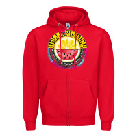 Red Hello Summer Zipper Hoodie - CowhideDigitalArt