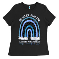 Black we wear blue for autism awareness accept understan Ladies Tee - Artiststas