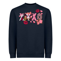 Navy Xoxo Baby Cow Valentine's Day Heavyweight Sweatshirt - FaDigitalArtStudio