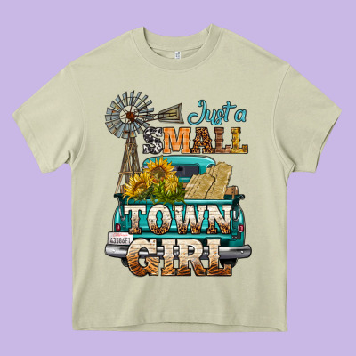 Just A Small Town Girl Windmill Heavy Core Tee Designed By Bundleandbundleshop