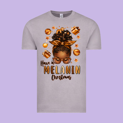 Have A Melanin Christmas Afro Messy Bun Vintage Tee Designed By Texasbilliewilder