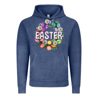 Vintage Denim Easter with eggs and daisy Easter Day Vintage Hoodie - HowdyJamesFarm