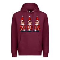 Burgundy Christmas Elfs Premium Hoodie - FaDigitalArtStudio