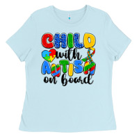 Baby Blue child with autism on board Ladies Tee - Artiststas