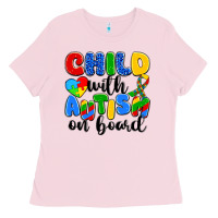 Bubblegum Pink child with autism on board Ladies Tee - Artiststas