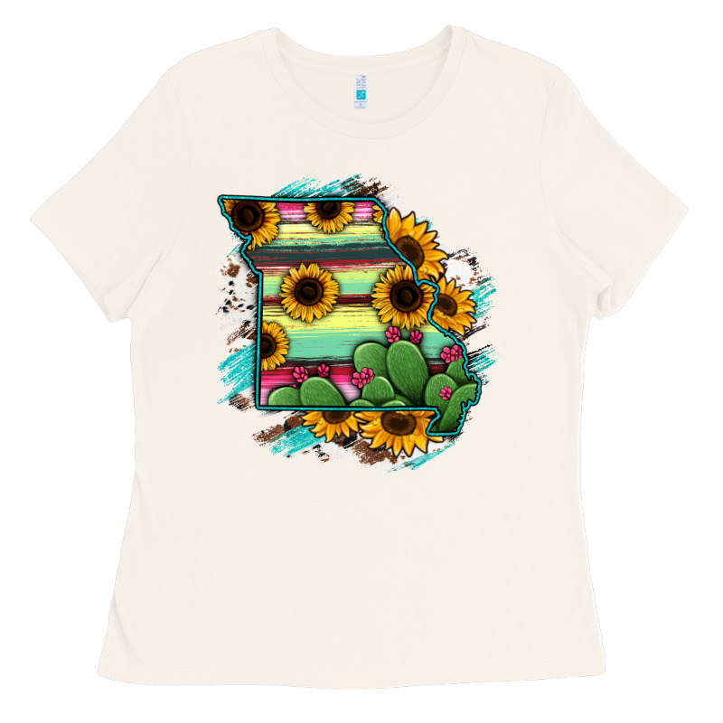 Missouri Map Sunflower Cactus Serape Ladies Tee by RanaPortraitStore | Teevron