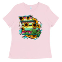 Bubblegum Pink Missouri Map Sunflower Cactus Serape Ladies Tee - RanaPortraitStore
