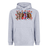 Heather Grey Xox Football Heavyweight Hoodie - CowhideDigitalArt