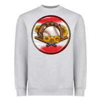 Heather Grey baseball with sunflower round earrings Heavyweight Sweatshirt - BundleAndBundleShop