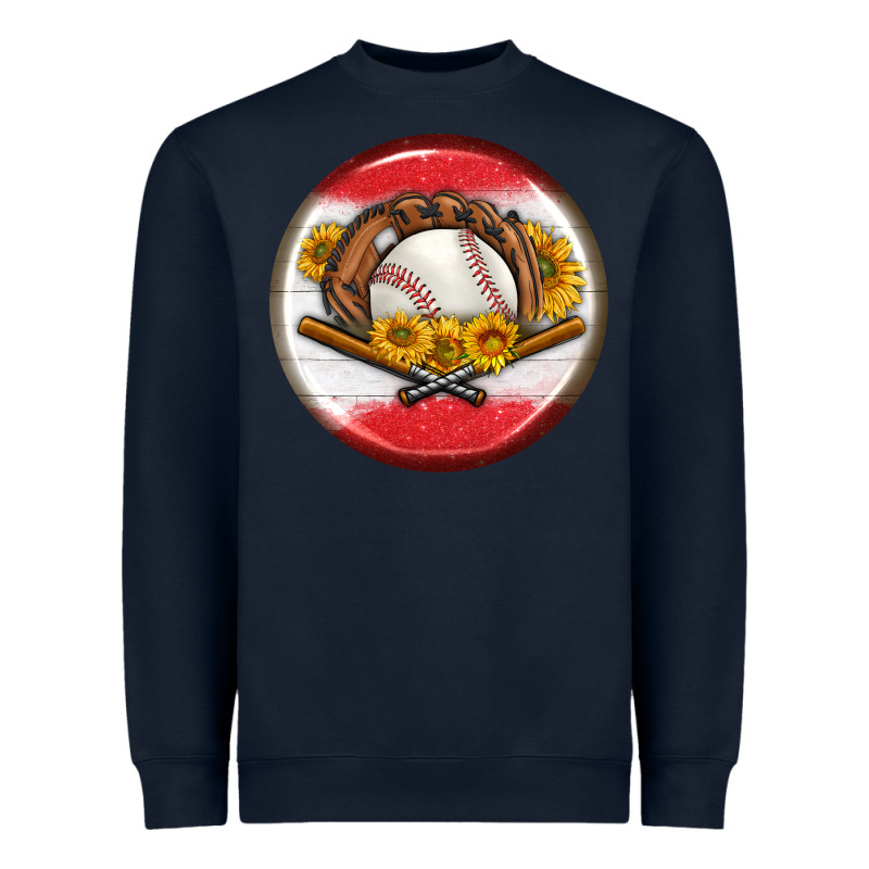 Baseball With Sunflower Round Earrings Heavyweight Sweatshirt by BundleAndBundleShop | Teevron