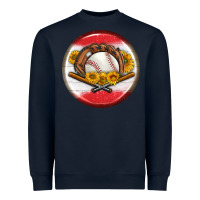 Navy baseball with sunflower round earrings Heavyweight Sweatshirt - BundleAndBundleShop