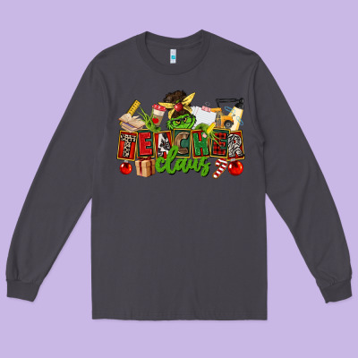Teacher Claus Christmas Long Sleeve Tee Designed By Cowgirlartshop
