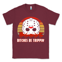 Burgundy Halloween Bitches Be Trippin Jason Mask Classic Tee - lanVoArt