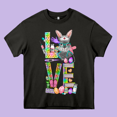 Love Easter Nurse Heavy Core Tee Designed By Bundleandbundleshop